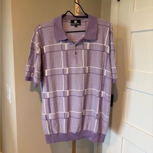 Everett Hall Lavender windowpane Polo. Size XL Fits Like a Large. NWOT.